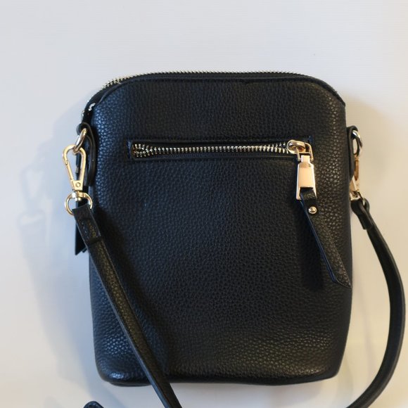 Womens Shag Boutique Black Faux Leather Crossbody * - Picture 5 of 7